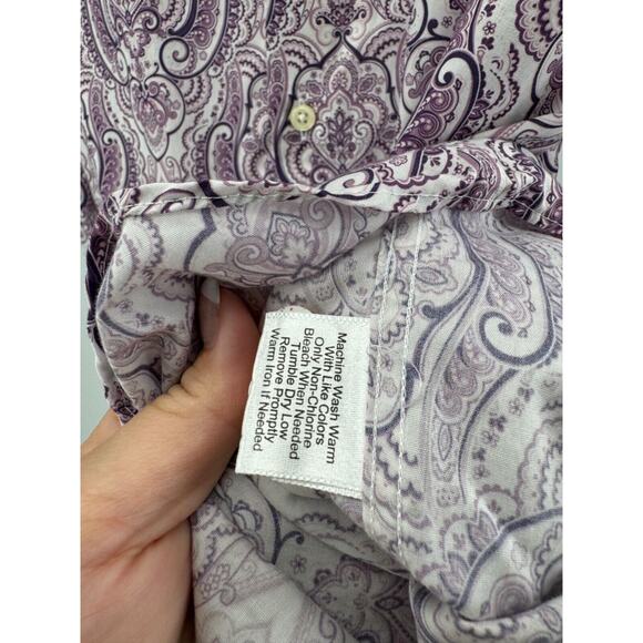 Joseph Abbound Men's Purple Paisley Print Long Sleeve Button-Up Shirt Size XL - Picture 4 of 4